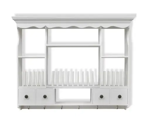 Virtuves Sienas Plaukts, Balts Koks  Vidaxl