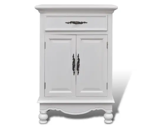 Skapītis Ar 2 Durvīm Un 1 Atvilktni, Balts Koks Vidaxl