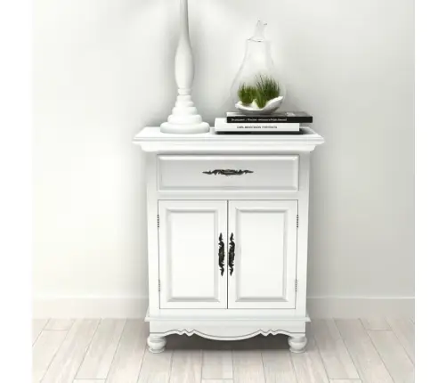 Skapītis Ar 2 Durvīm Un 1 Atvilktni, Balts Koks Vidaxl