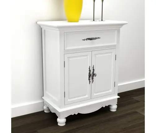 Skapītis Ar 2 Durvīm Un 1 Atvilktni, Balts Koks Vidaxl