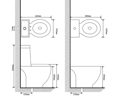 Tualetes Pods Un Bidē, Balta Keramika Vidaxl