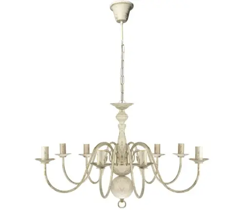 Antīki Balta Metāla Lustra 8 Spuldžu Ligzdas E14