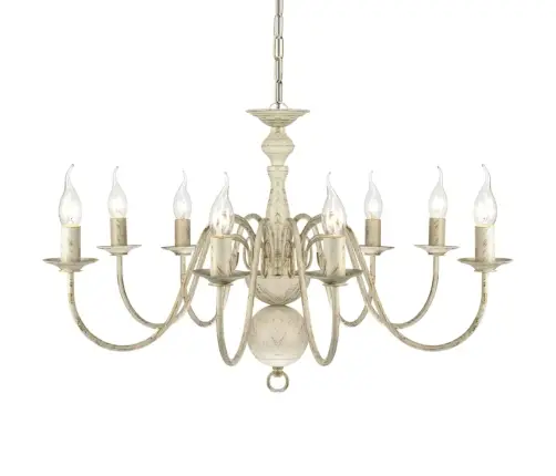 Antīki Balta Metāla Lustra 8 Spuldžu Ligzdas E14