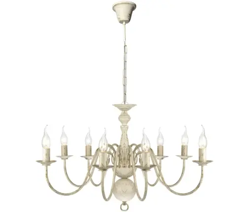 Antīki Balta Metāla Lustra 8 Spuldžu Ligzdas E14