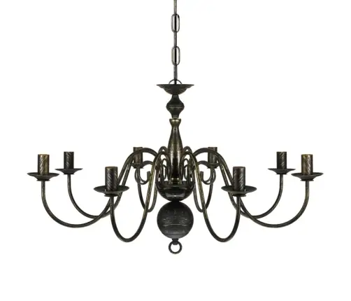 Senovinio Stiliaus Juodo Metalo Sietynas, 8 X E14 Lemputės