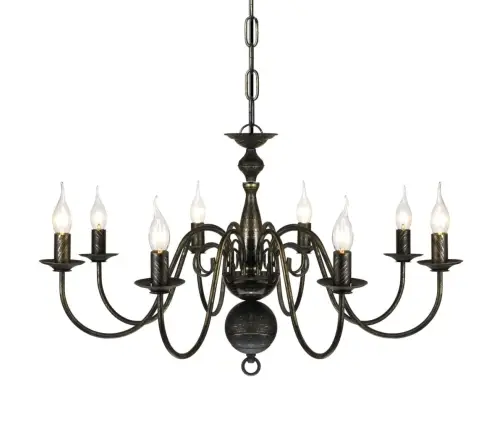 Senovinio Stiliaus Juodo Metalo Sietynas, 8 X E14 Lemputės