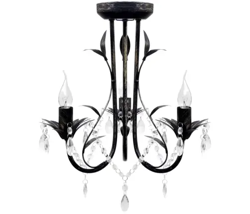 Jūgendstila Metāla Lustra Ar Kristāliem, Nepieciešamas 3Xe14 Spuldzes