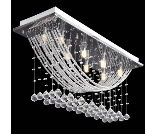 Griestu Lampa Ar Mirdzošām Kristālu Pērlītēm, Balta, 8Xg9, 29 Cm