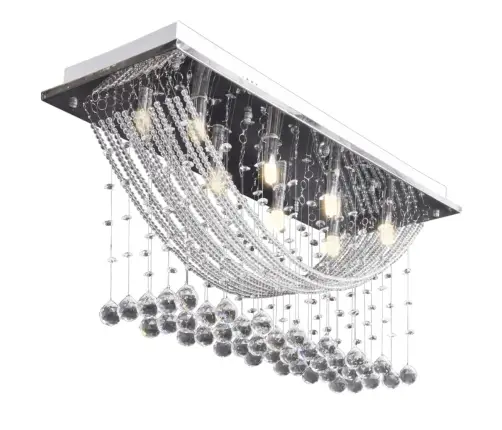 Griestu Lampa Ar Mirdzošām Kristālu Pērlītēm, Balta, 8Xg9, 29 Cm