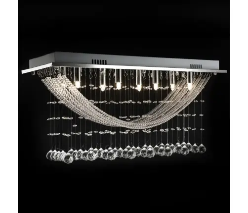 Griestu Lampa Ar Mirdzošām Kristālu Pērlītēm, Balta, 8Xg9, 29 Cm