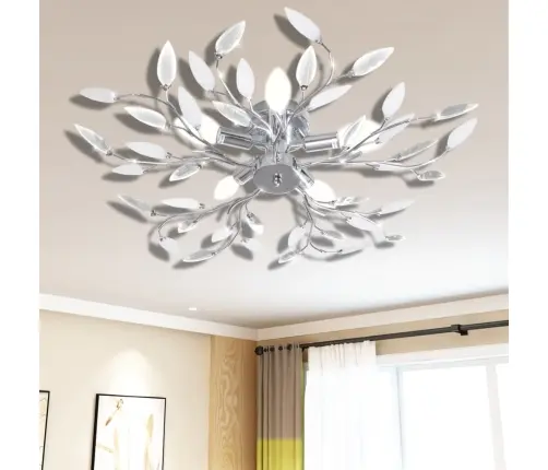 Griestu Lampa Ar Baltām Un Caurspīdīgām Akrila Kristāla Lapām 5 E14