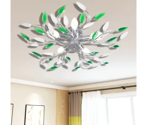 Griestu Lampa Ar Balta Un Zaļa Piemērotas 5 E14 Spuldzes