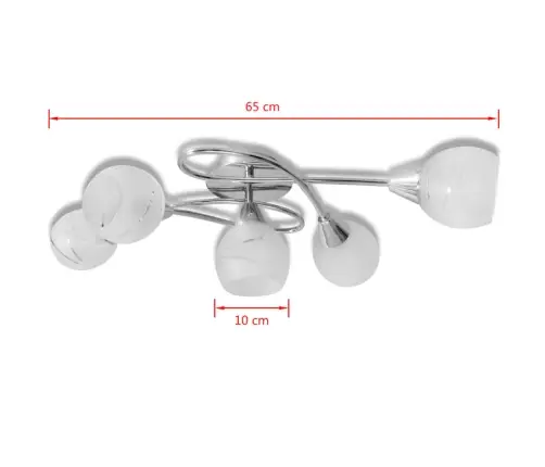 Griestu Lampa Ar Stikla Kupoliem, Paredzēta 5 E14 Spuldzēm