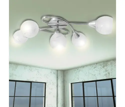 Griestu Lampa Ar Stikla Kupoliem, Paredzēta 5 E14 Spuldzēm