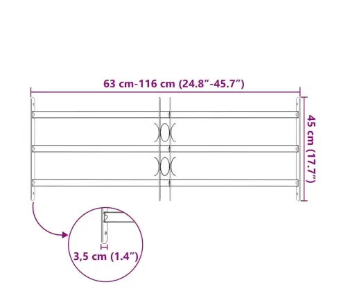 Regulējama Logu Drošības Reste Ar 3 Stieņiem, 700 - 1050 Mm