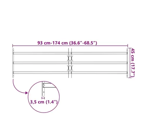 Regulējama Logu Drošības Reste Ar 3 Stieņiem, 1000 - 1500 Mm