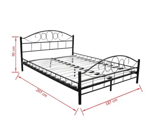 Gulta Ar Matraci, Melns Metāls, 180X200 Cm Vidaxl