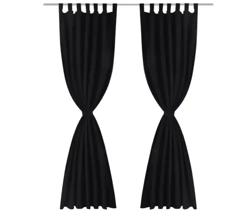 Juodos Užuolaidos Su Kilpomis 140 X 225 cm 2 Vnt., Mikro Satinas