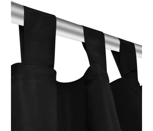 Juodos Užuolaidos Su Kilpomis 140 X 225 cm 2 Vnt., Mikro Satinas