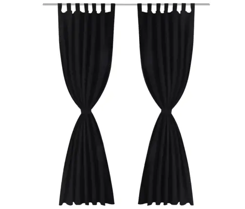 Aizkari Ar Cilpām, 140X245 Cm, 2 Gab., Melns, Smalks Satīns