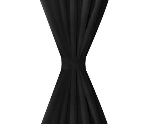 Aizkari Ar Cilpām, 140X245 Cm, 2 Gab., Melns, Smalks Satīns