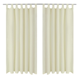 Aasadega Mikrosatiinist Kardinad 2 Tk 140 X 175 Cm Kreemjasvalge