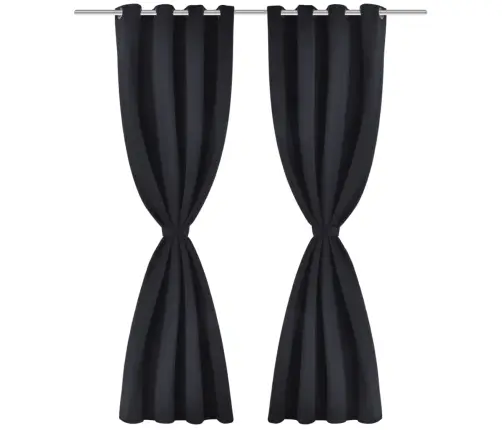 Metallrõngastega Pimenduskardinad 2 Tk 135 X 245 Cm Must