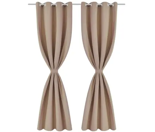 Bēši Biezie Aizkari Ar Metāla Riņķiem, 2 Gab., 135 X 245 Cm