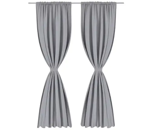 Tumšie Aizkari, 2 Gab., Uzverami Uz Stangas, 135X245 Cm, Pelēki Vidaxl