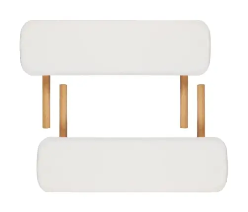 Masāžas Galds, Saliekams, 2 Daļas, Koka Rāmis, Krēmbalts Vidaxl