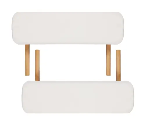 Masāžas Galds, Saliekams, 3 Daļas, Koka Rāmis, Krēmbalts Vidaxl