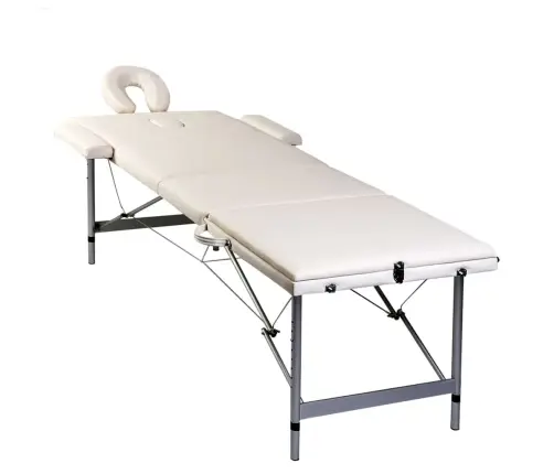 Kreemvalge Kokkupandav Massaažilaud Alumiiniumraamiga 3-Tsooniline