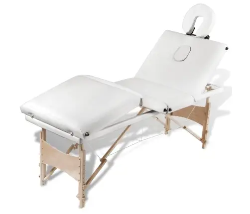 Kreemjasvalge Kokkupandav Massaažilaud 4 Tsooni, Alumiiniumraamiga