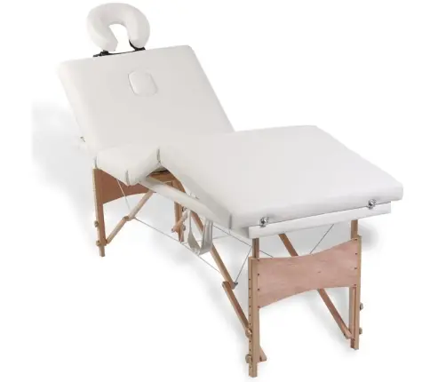 Kreemjasvalge Kokkupandav Massaažilaud 4 Tsooni, Alumiiniumraamiga