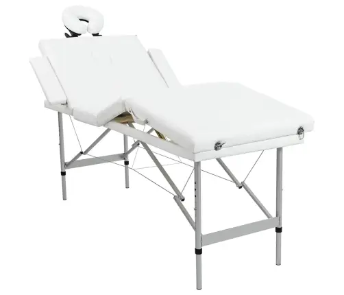 Saliekams Masāžas Galds Bēšs 4 Zonas Alumīnija Rāmis