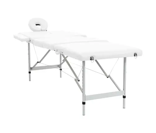Saliekams Masāžas Galds Bēšs 4 Zonas Alumīnija Rāmis