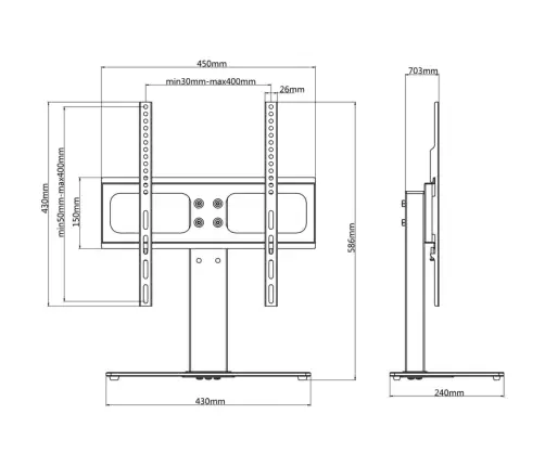 Pastatomas Televizoriaus Laikiklis 26-42 Colių Ekranui, 30Kg