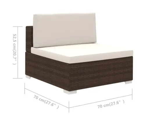 6-Osaline Aiamööblikomplekt Patjadega, Polürotang, Pruun