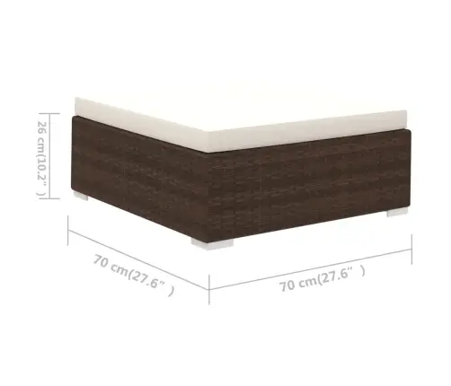 6-Osaline Aiamööblikomplekt Patjadega, Polürotang, Pruun