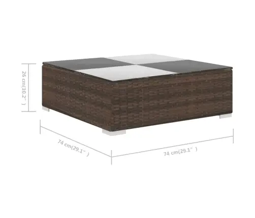 6-Osaline Aiamööblikomplekt Patjadega, Polürotang, Pruun