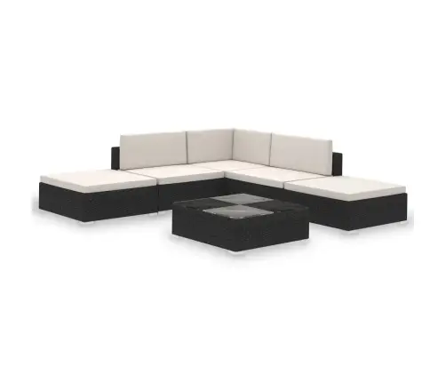 6-Daļīgs Dārza Atpūtas Mēbeļu Komplekts Ar Matračiem, Pe, Melns Vidaxl