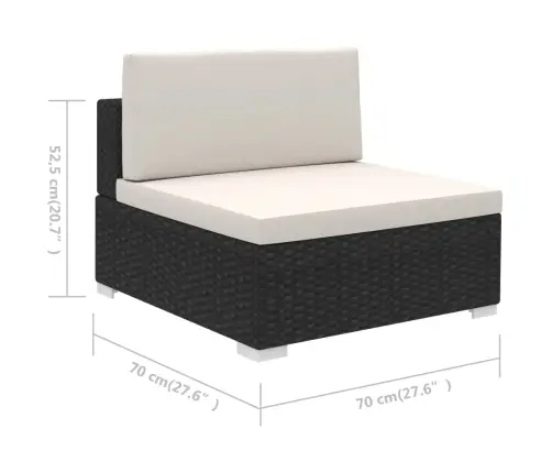 6-Daļīgs Dārza Atpūtas Mēbeļu Komplekts Ar Matračiem, Pe, Melns Vidaxl