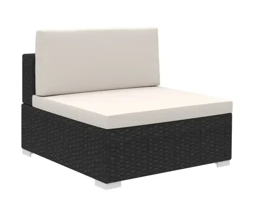 8-Osaline Aiamööblikomplekt Patjadega, Polürotang, Must
