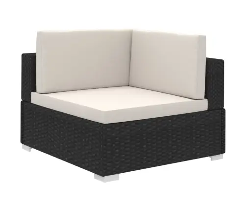 8-Osaline Aiamööblikomplekt Patjadega, Polürotang, Must