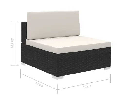 8-Osaline Aiamööblikomplekt Patjadega, Polürotang, Must
