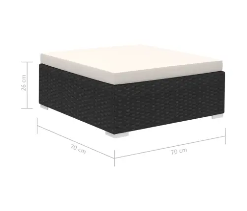 8-Osaline Aiamööblikomplekt Patjadega, Polürotang, Must