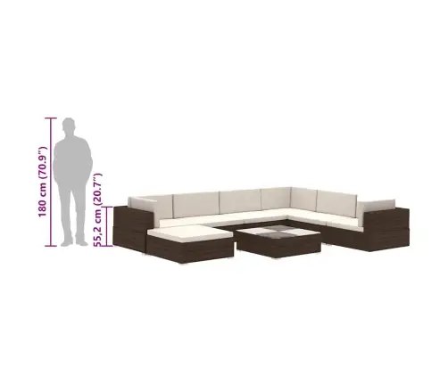 Sodo Poilsio Baldų Komplektas, 8D., Rudas, Poliratanas