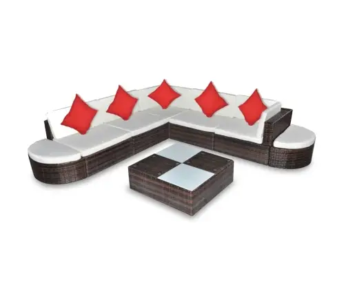 8-Osaline Aiamööbli Komplekt Patjadega, Polürotang, Pruun