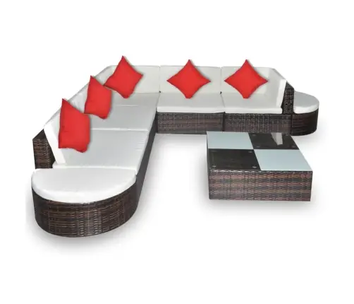 8-Osaline Aiamööbli Komplekt Patjadega, Polürotang, Pruun