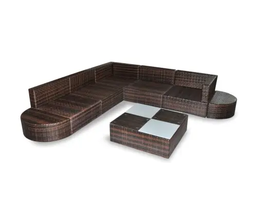 8-Osaline Aiamööbli Komplekt Patjadega, Polürotang, Pruun